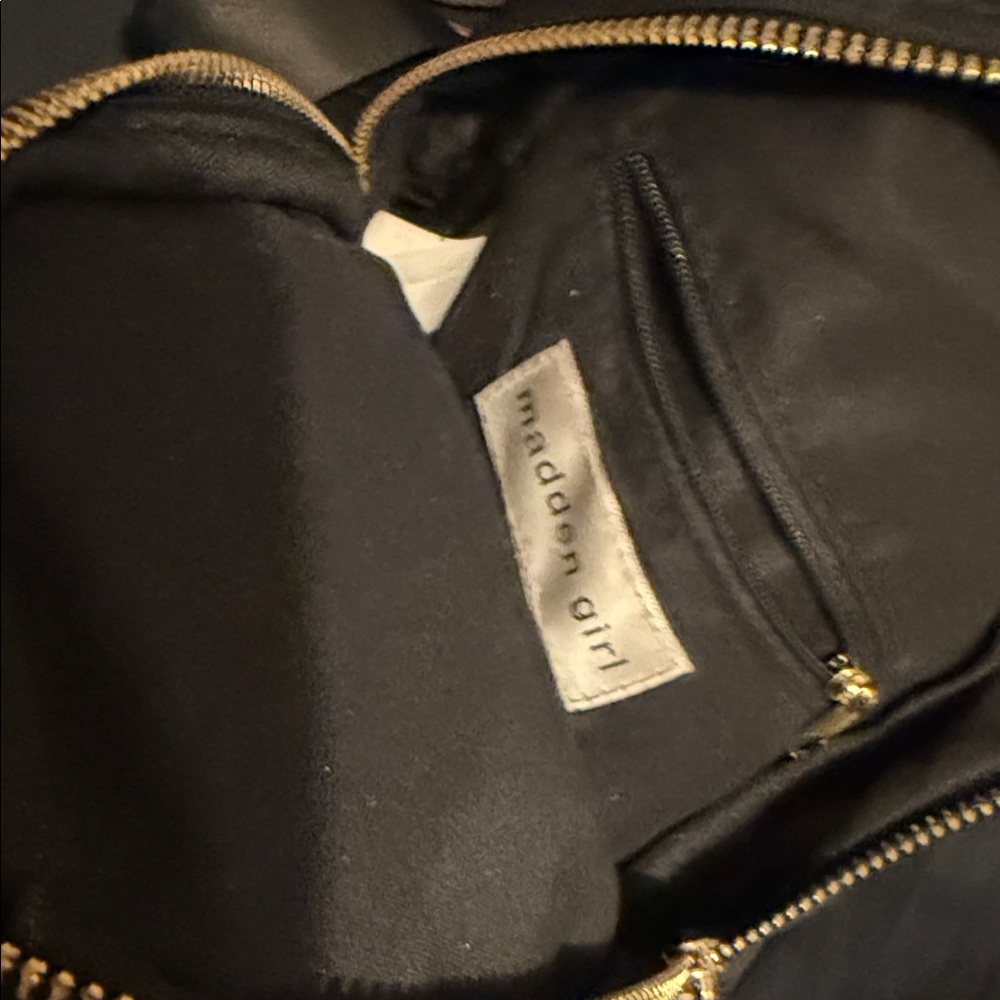 Steve Madden Black Mini Backpack with Gold Hardware - Picture 3 of 4